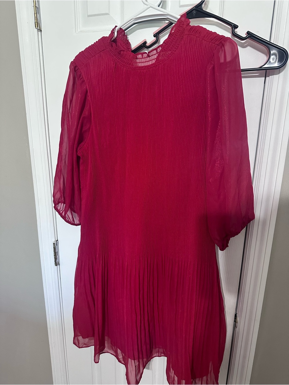 Nanette Lepore Pleated Chiffon Mock-Neck Mini Dress Red Size 12